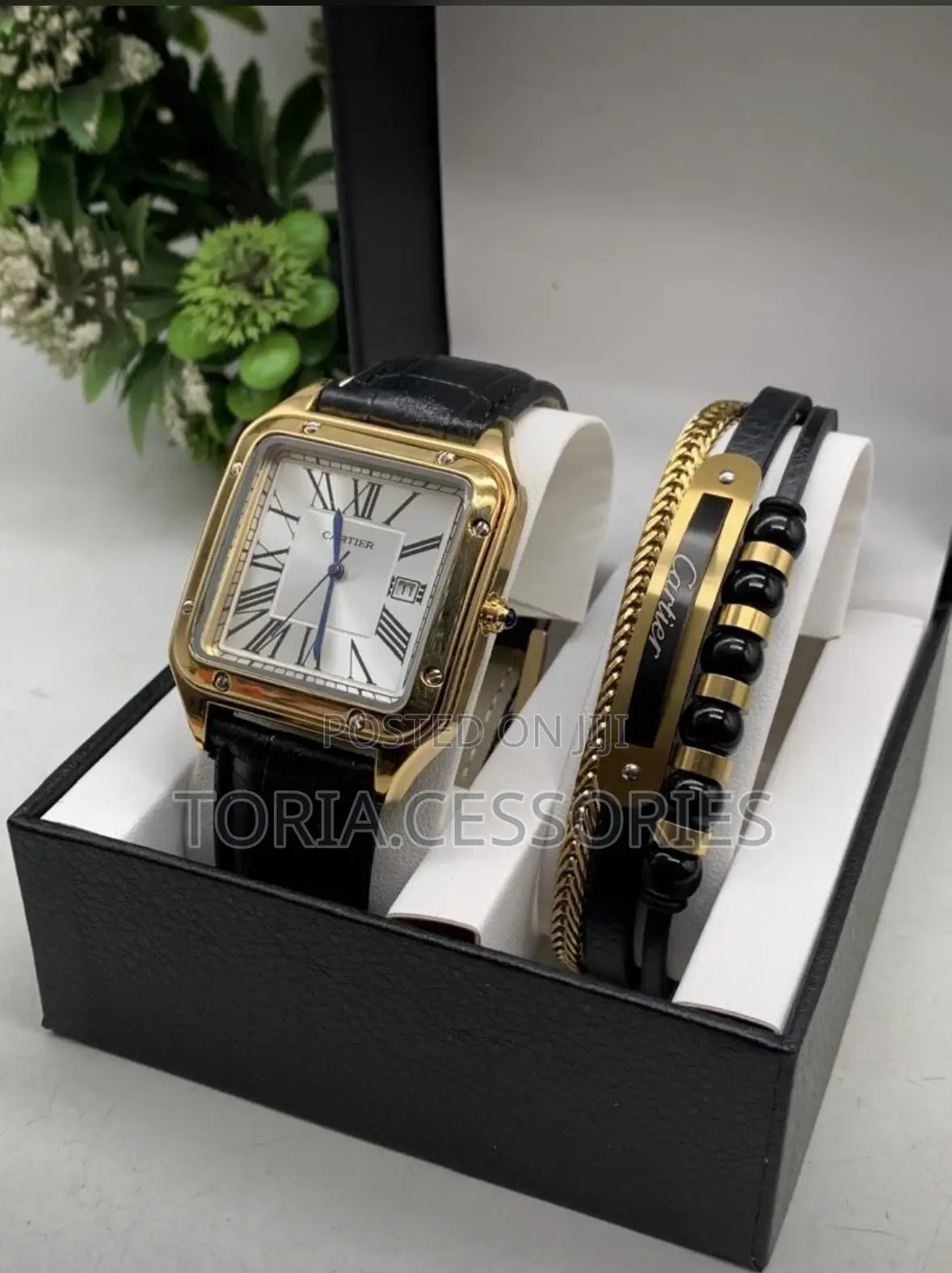 Cartier Vintage Leather Watch With Bracelet