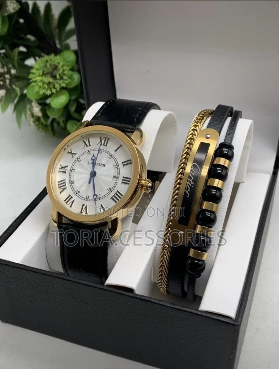 Cartier Vintage Leather Watch With Bracelet