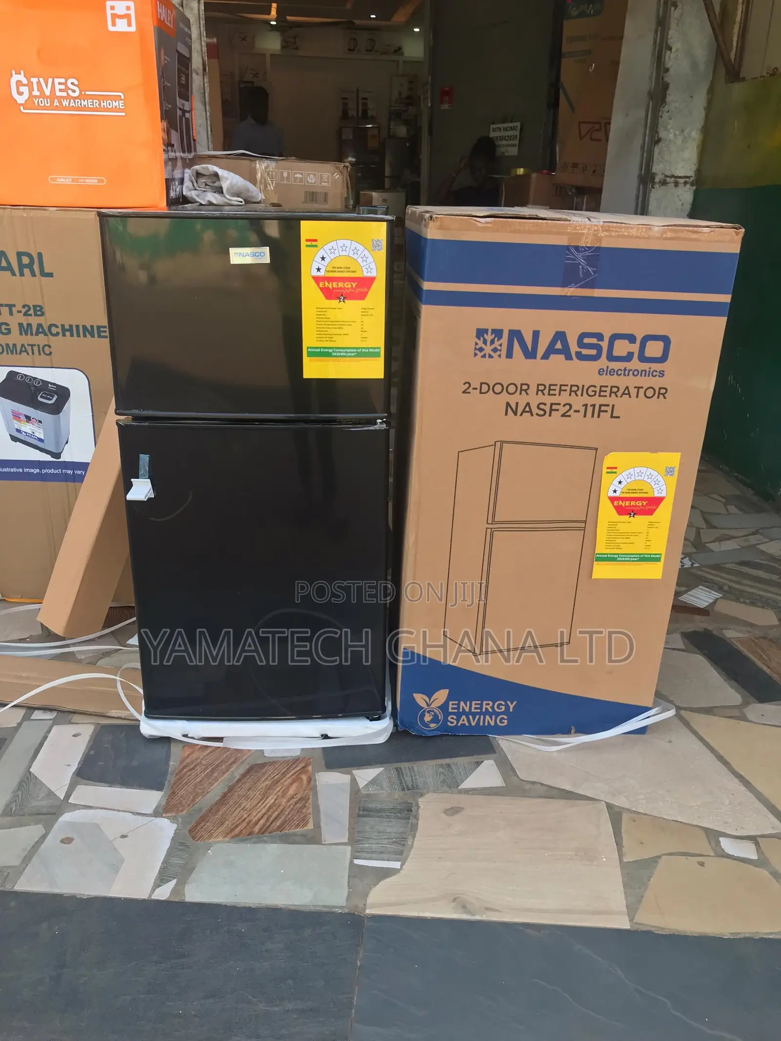 Nasco 86 Litre Black Double Door Refrigerator With Top Freezer