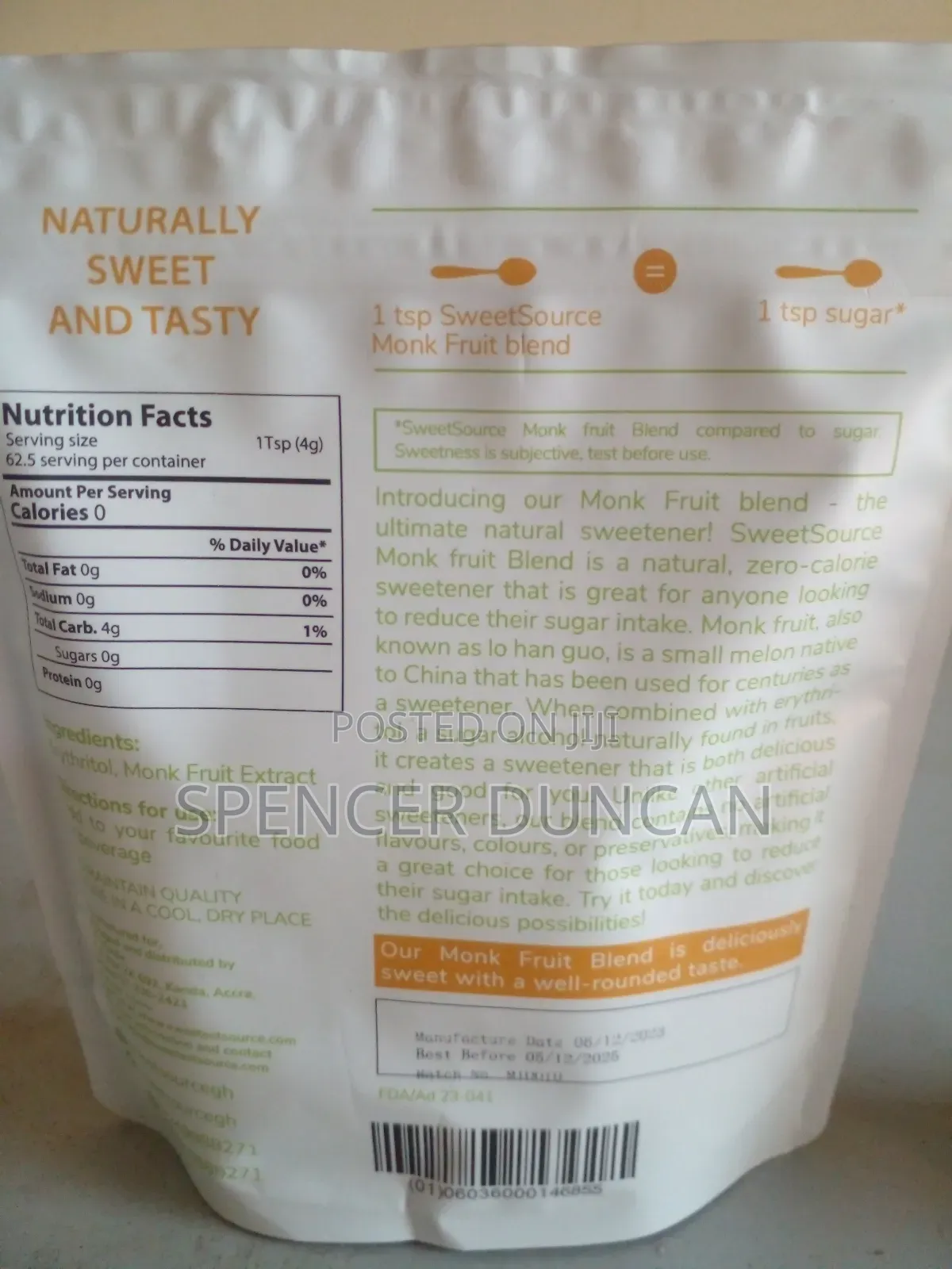 Natural Monk Fruit Sweetener - Sugar Free 250g