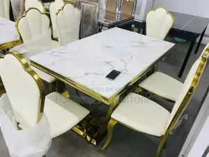 Quality Modern Glossy Finishing Marble Dining Set