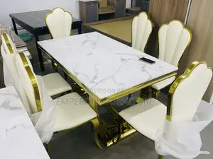 Quality Modern Glossy Finishing Marble Dining Set