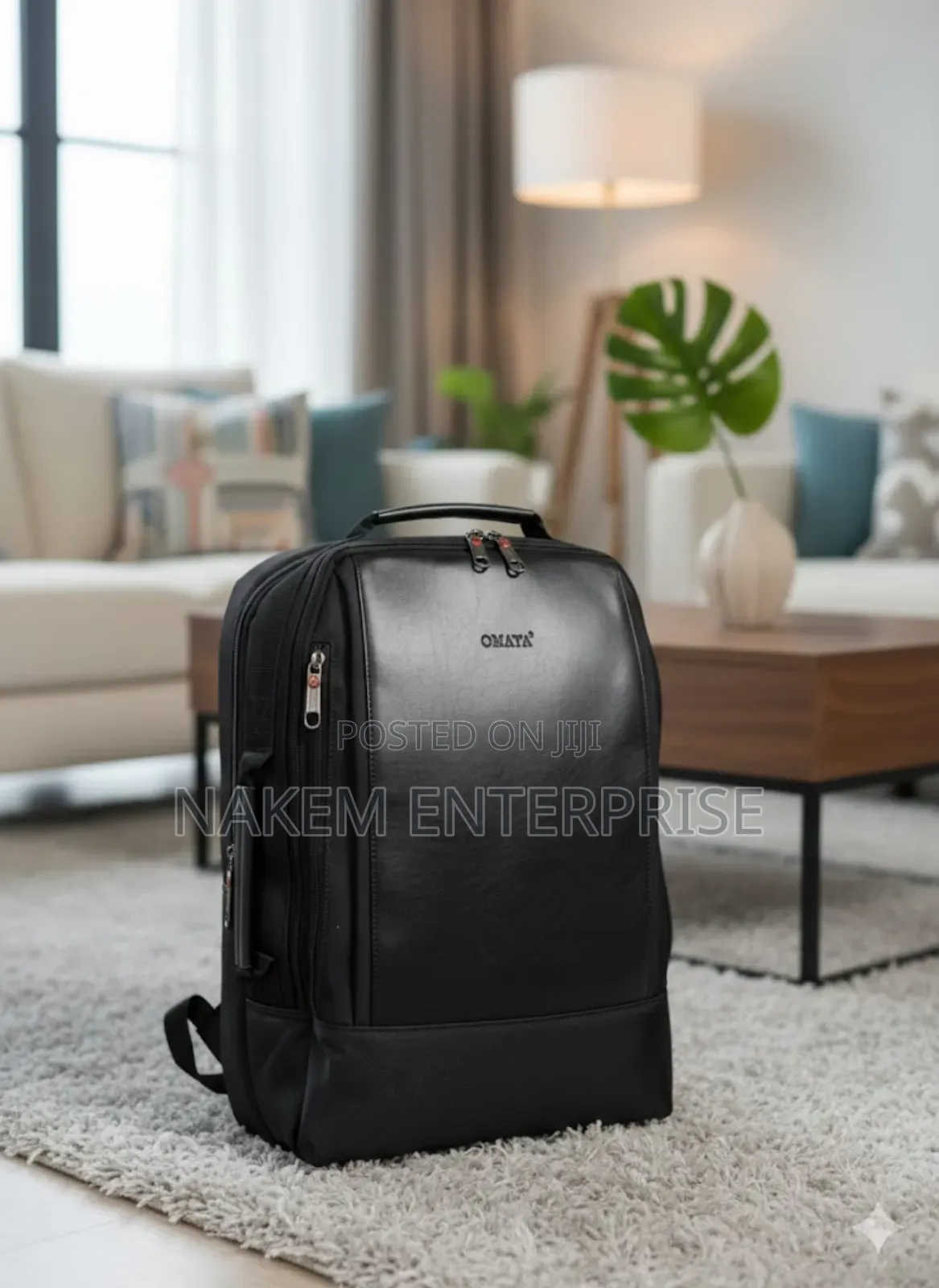 Omaya Leather Laptop Backpack With a Charging Port