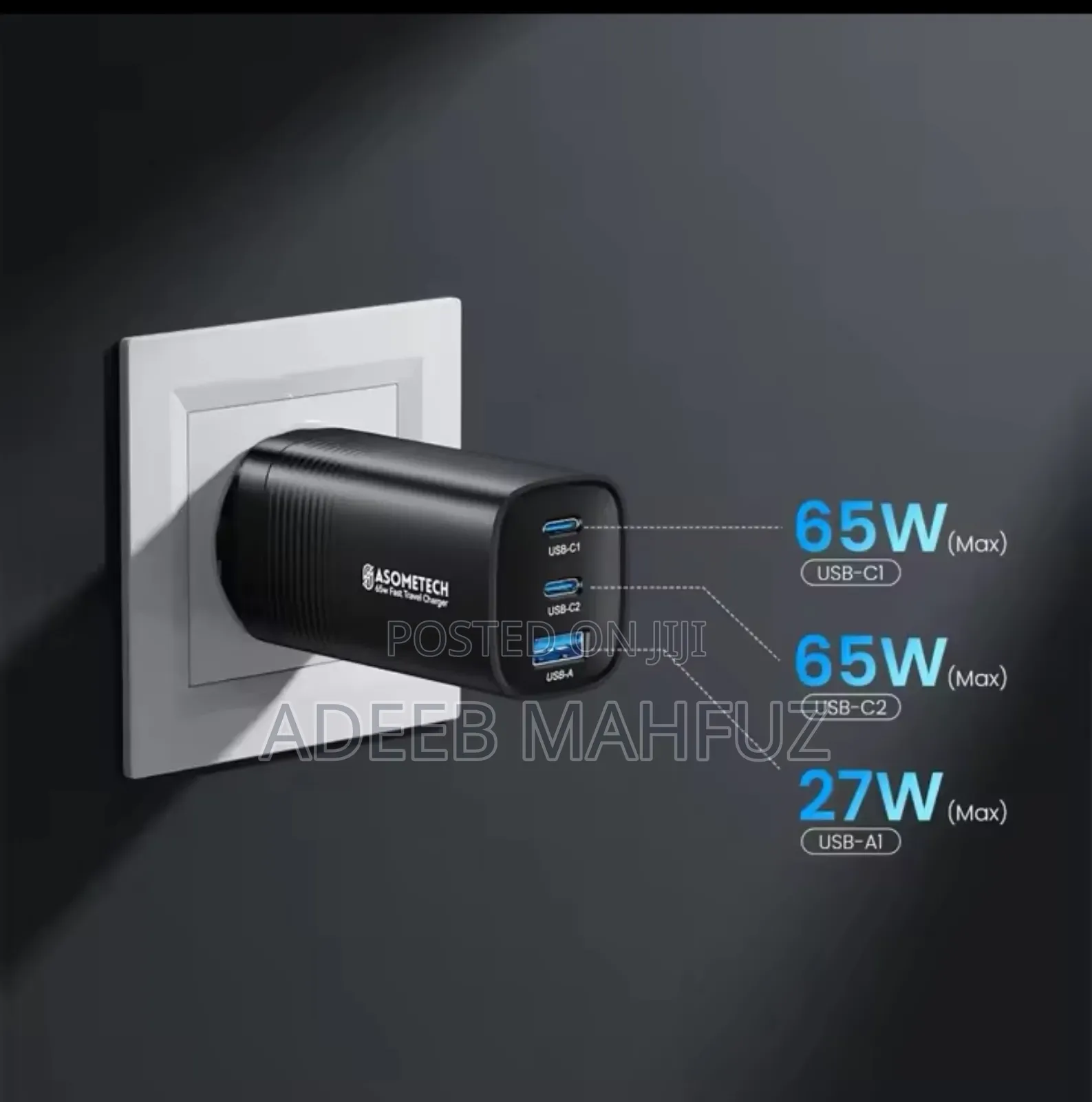 Asometech 65w Gan Super Charger Laptop N Phone