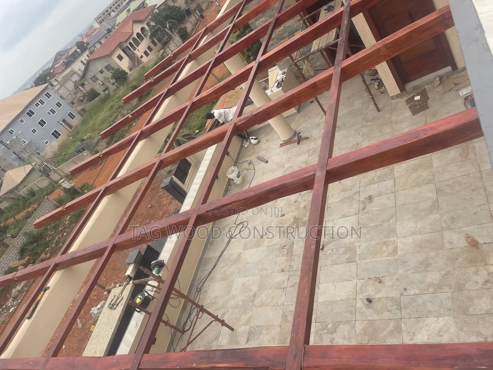 Installation of 50ft by 30ft Pergola on Top Roof on Going