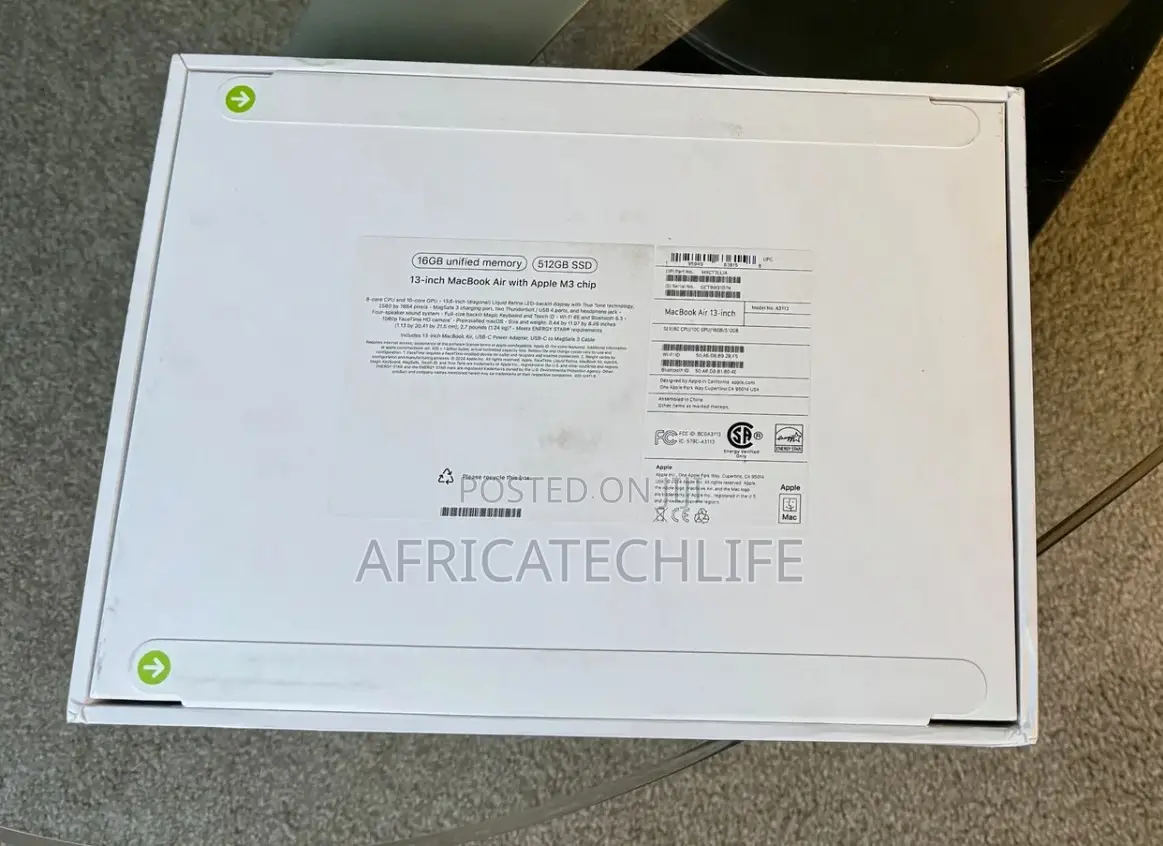 New Laptop Apple MacBook Air 2024 M3 13-inch 16GB Apple M3 SSD 512GB