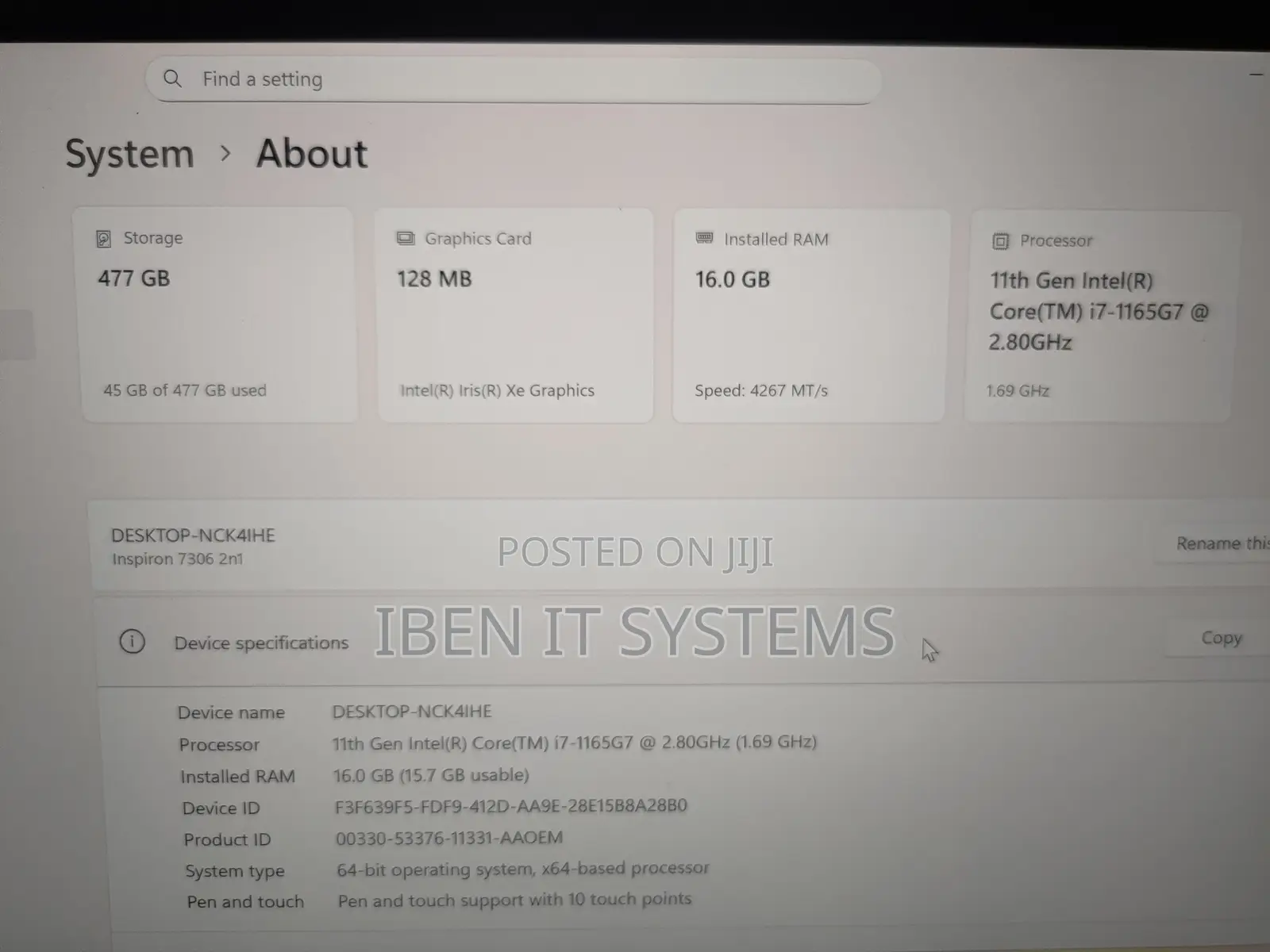 Laptop Dell Inspiron 7306 16GB Intel Core i7 SSD 512GB