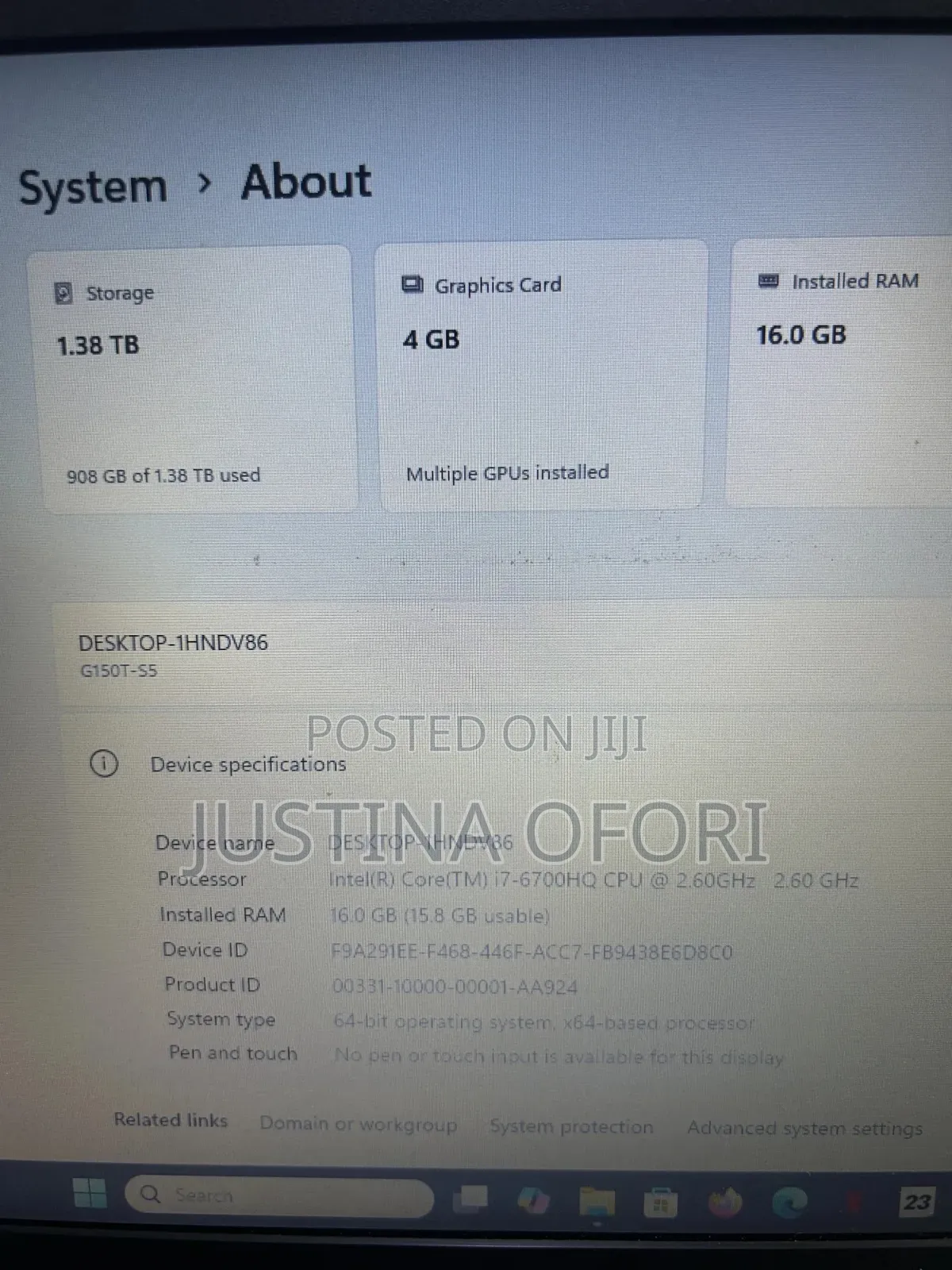 Laptop 16GB Intel Core I7 SSHD+SSD 1.5T