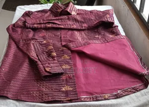 Men’S Long-Sleeve Shirt – Dark Wine With Patches of Golden Brown.
