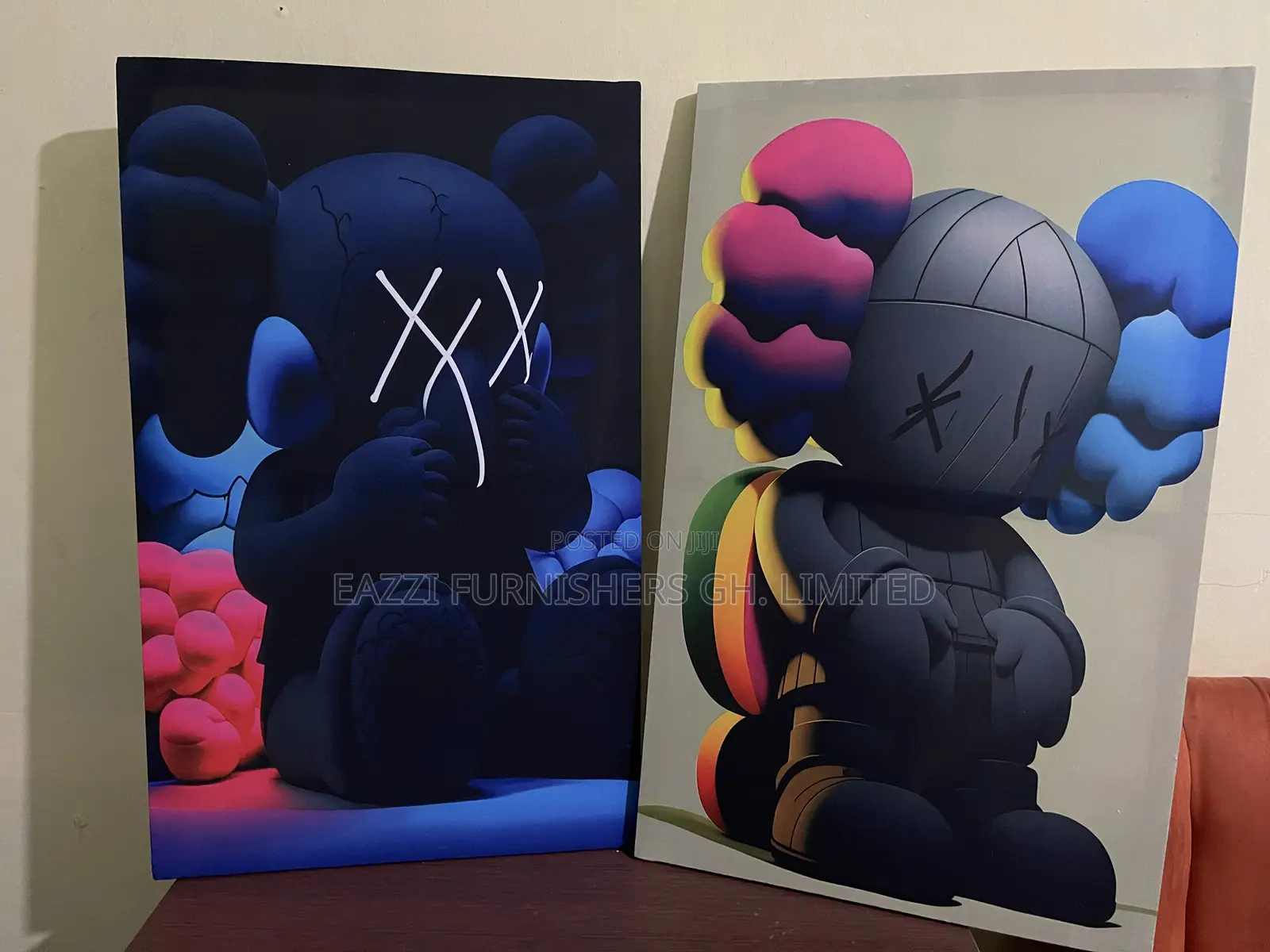 3 Pieces Set Wall Arts Kaws Real Canvas Colourful Frames