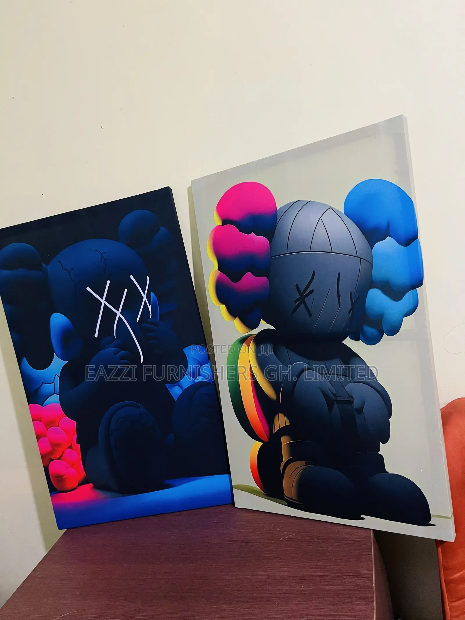 3 Pieces Set Wall Arts Kaws Real Canvas Colourful Frames