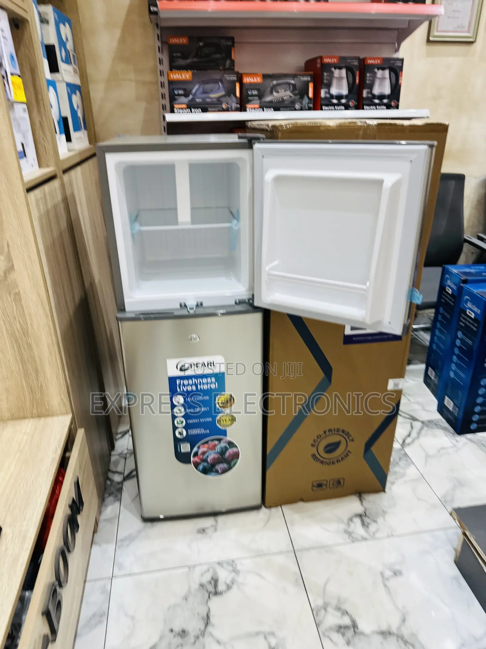 Zealous Sleek Grey Double Door Fridge 138l of-217-2b