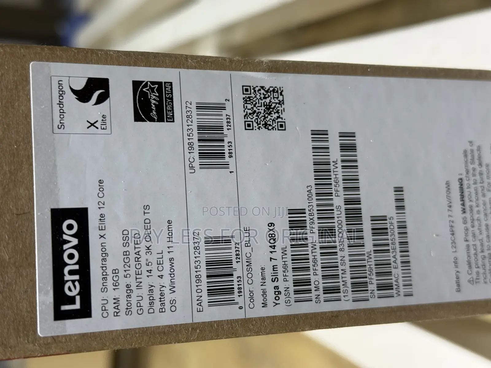 New Laptop Lenovo Yoga 7i 16GB Qualcomm Snapdragon X Elite SSD 512GB