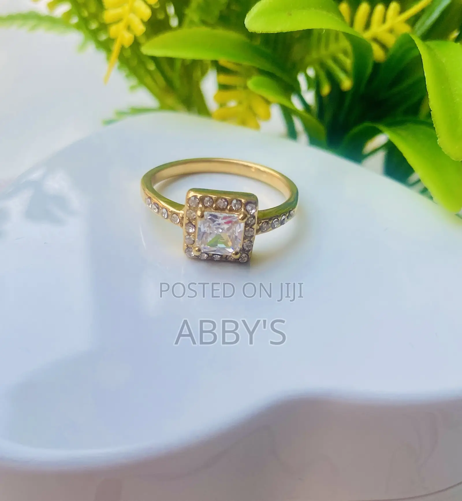 Square Shaped Non Fading Promise/Engagement Ring