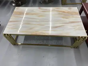 Classy Marble Top Center Table With Golden Frame
