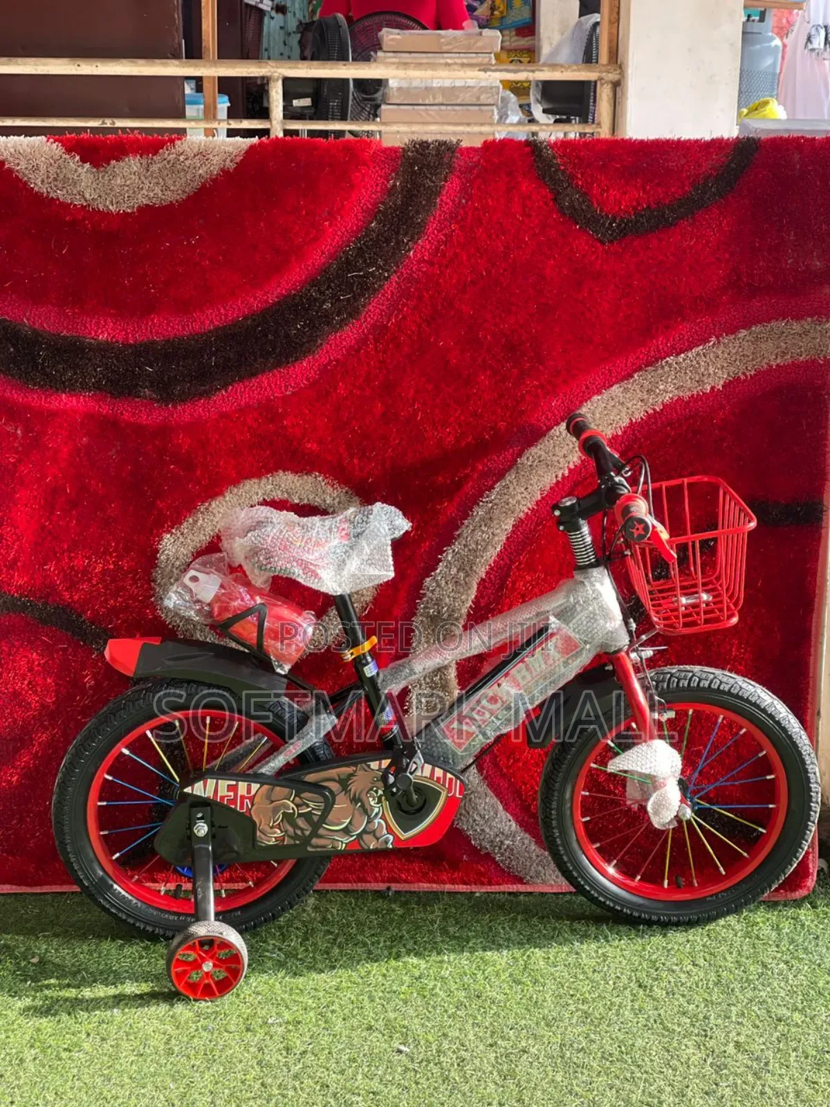 16" Kids Bicycle With Basket And Bottle(3-6 Yrs)- Red