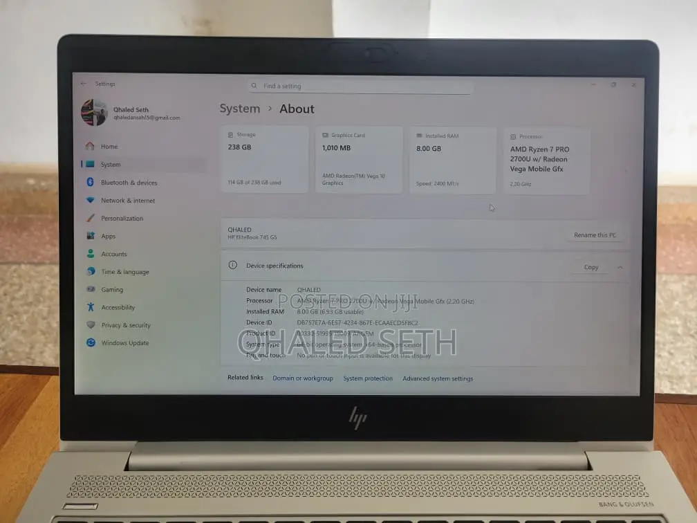 Laptop HP EliteBook 745 G5 8GB AMD Ryzen 7 SSD 256GB