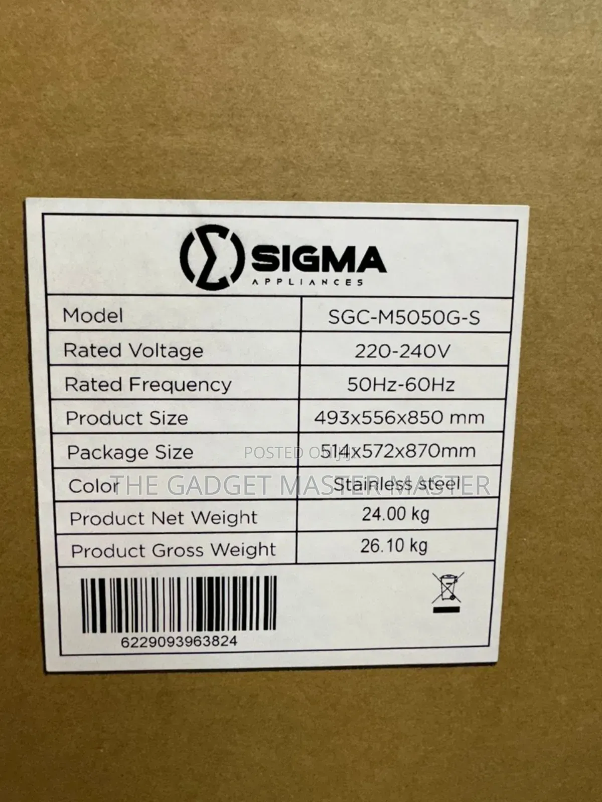 Sigma Stainless 4 Burner Gas Cooker
