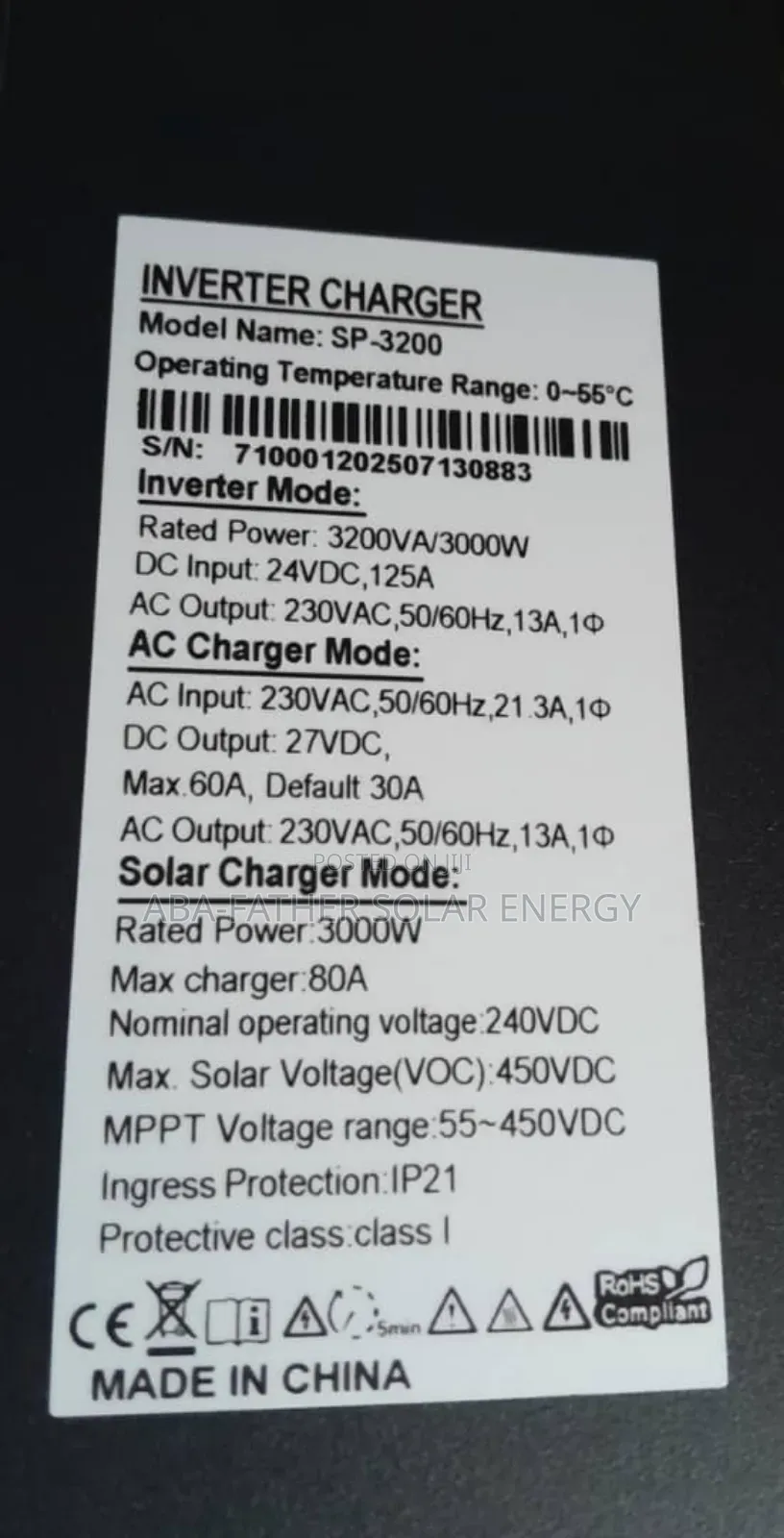 Solar Inverter 3kw 24v