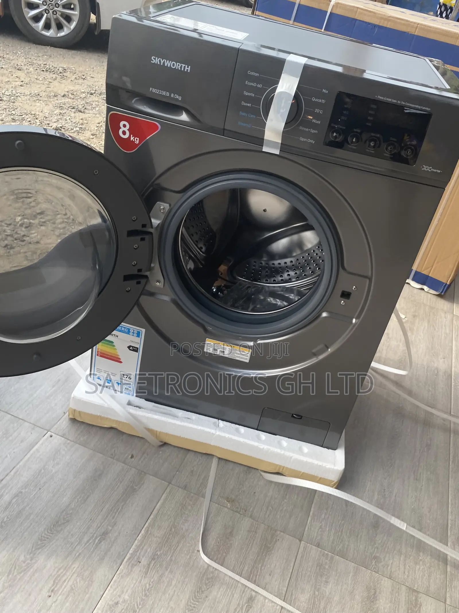 Available Neat Skyworth 8kg Frontload Fully Automatic Grey Washer
