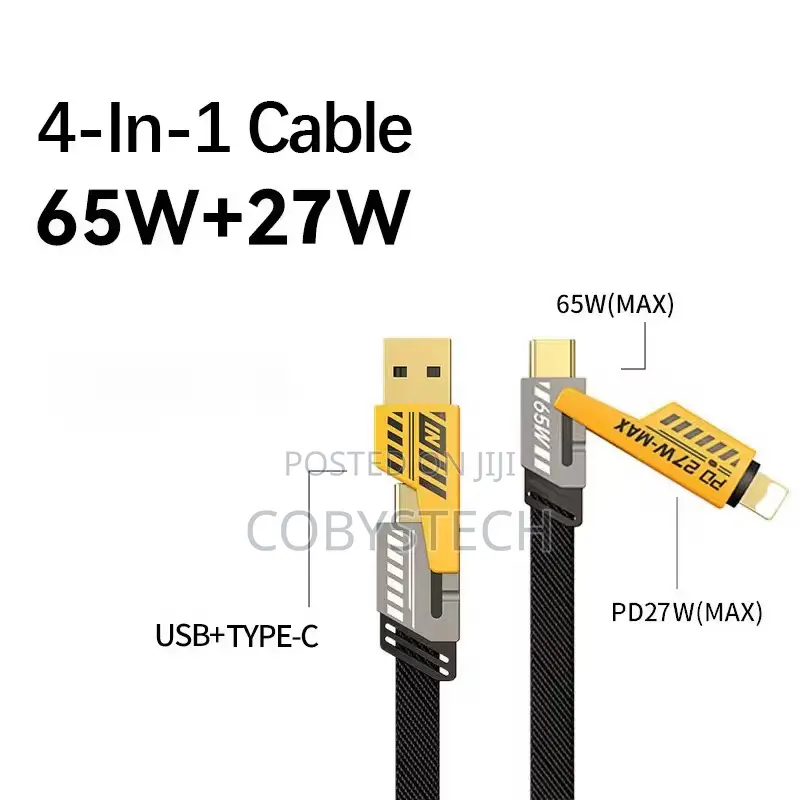 4-in-1 Fast Charging Cable – 65w + 27w Super Fast Charge