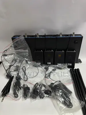 4 Channels Uhf Wireless Lapel Head Set Microphone With 4 Body Packs