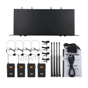 4 Channels Uhf Wireless Lapel Head Set Microphone With 4 Body Packs