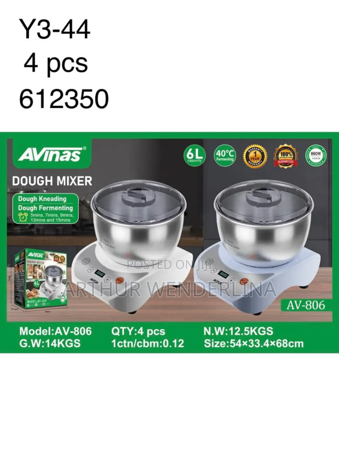 Avinas Dough Mixer 6liters