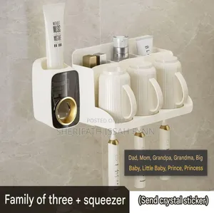 Wall‐Mounted Toothpaste Dispenser Toothbrush Shelf Smart Organizer