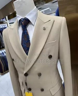 Men's Slim Fitting Formal Suit Set, Double Breasted Blazer