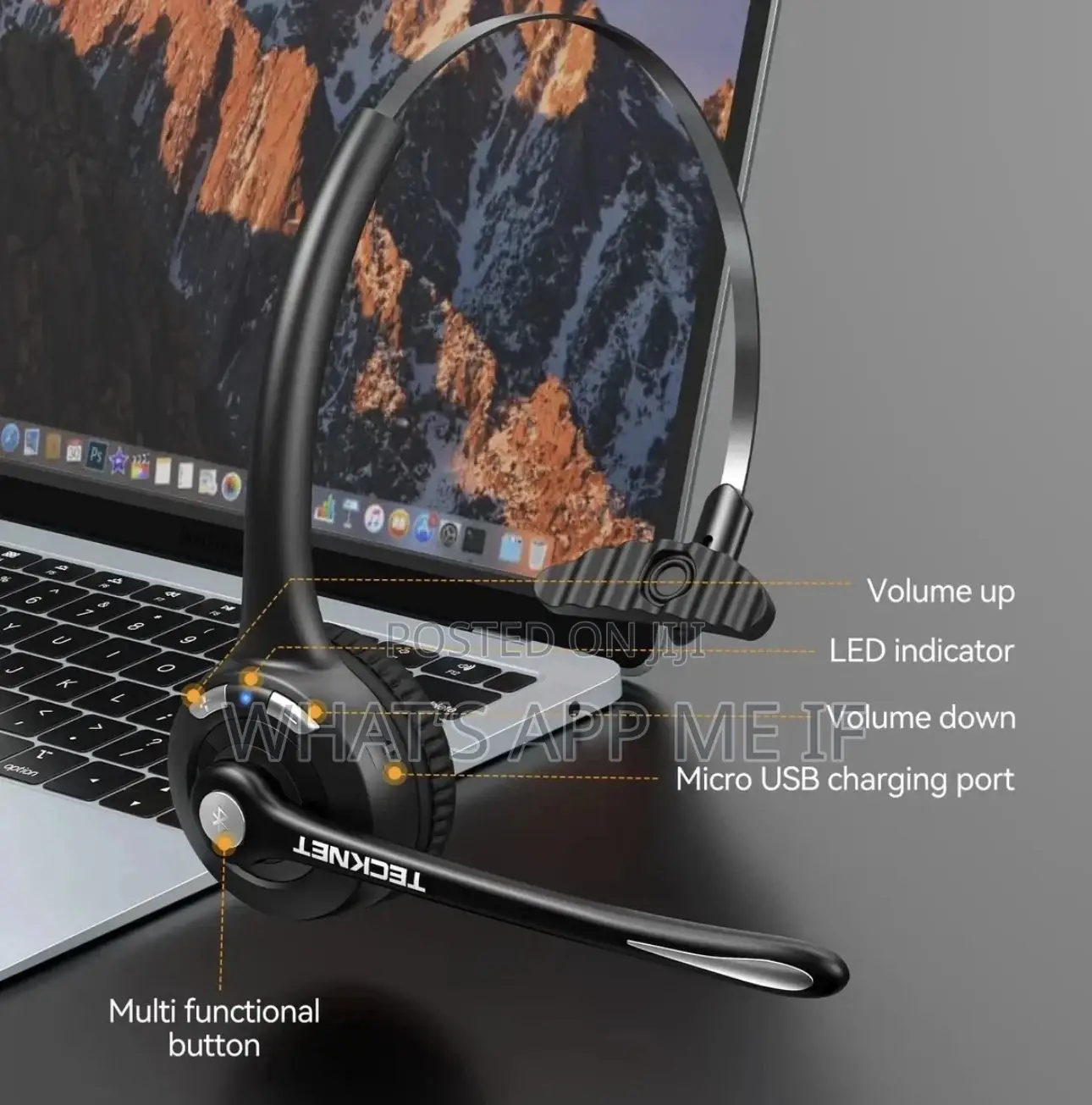 Tecknet Bluear Headphones With Noise Cancelling Microphone
