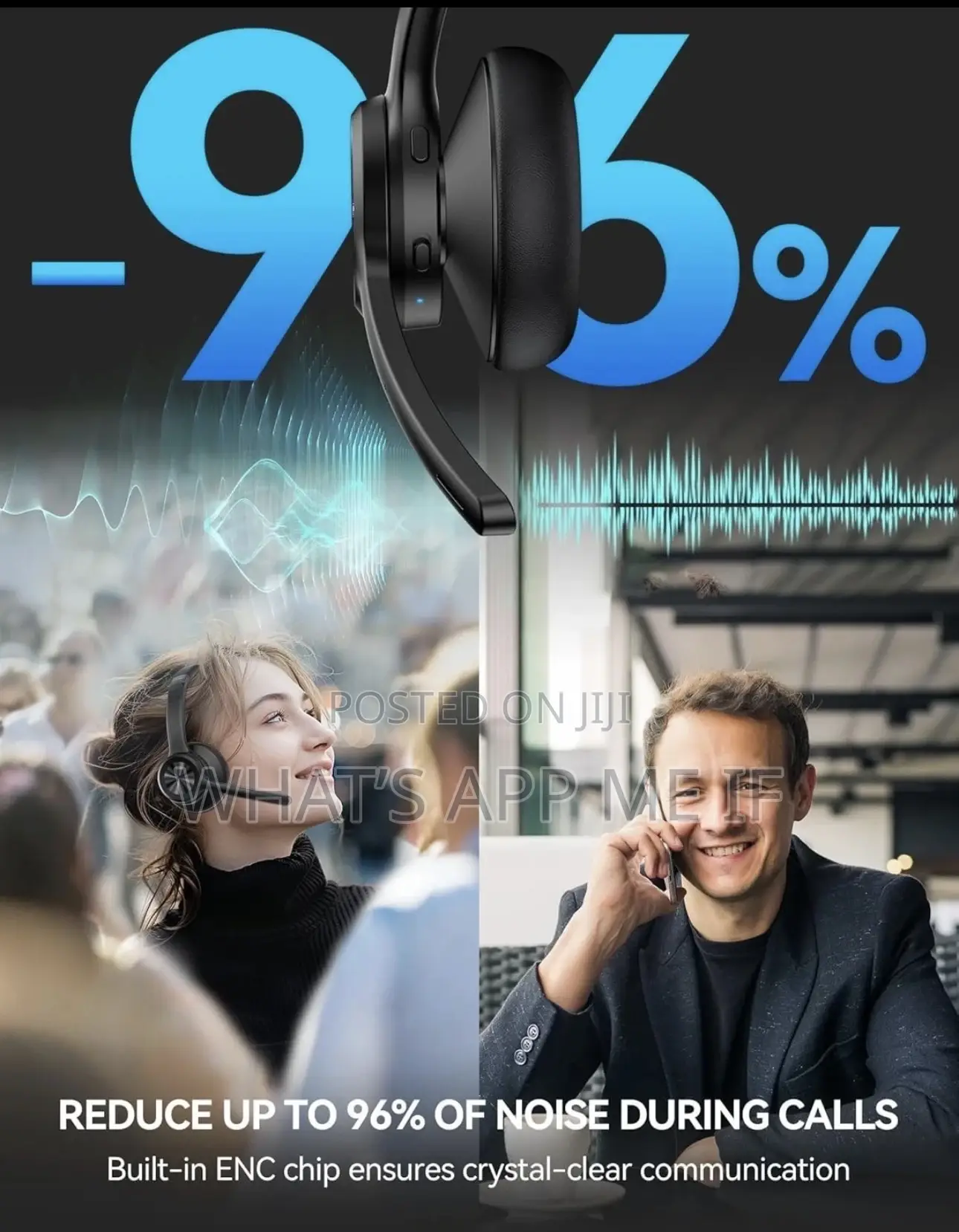 Tecknet Bluetooth Headset Wireless Microphone Noise Canceling, 50h