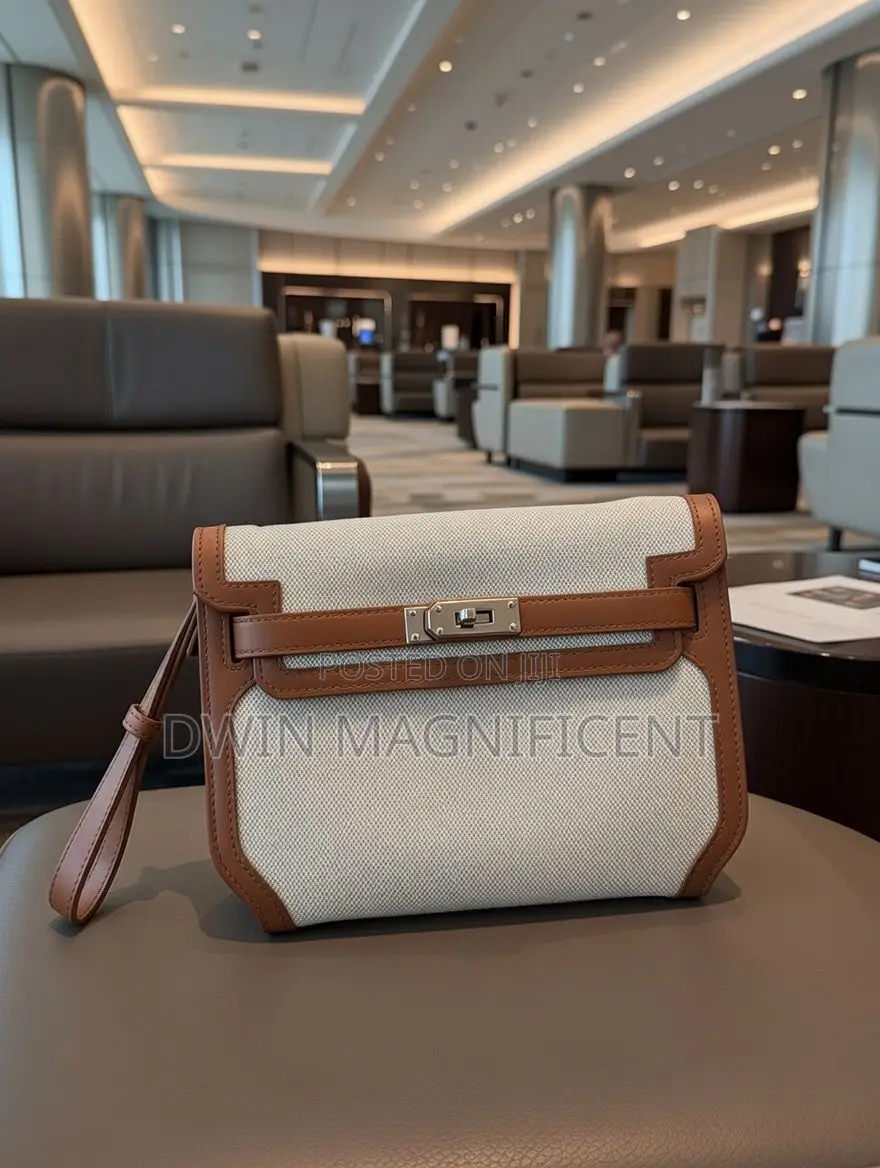Hermes Pochette Kelly Depeches Canvas and Leather Multicolour