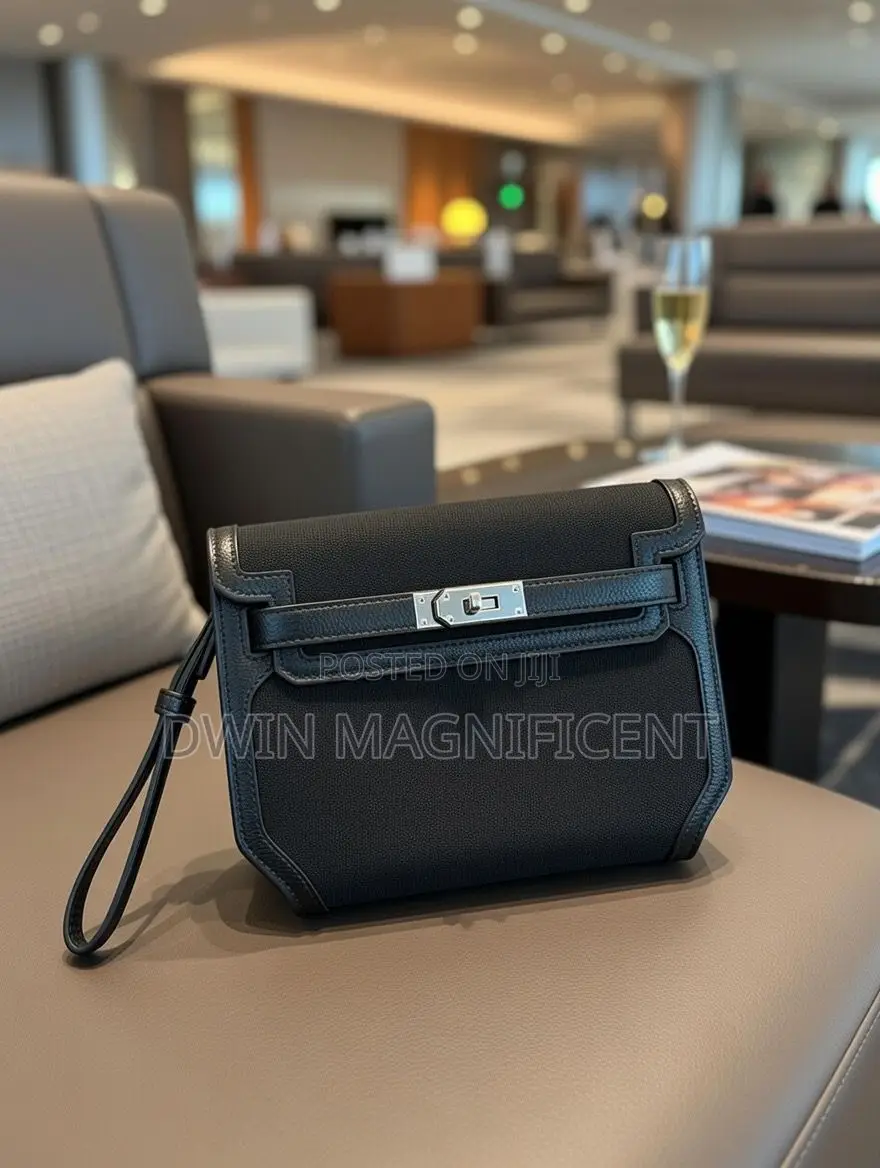 Hermes Pochette Kelly Depeches Canvas and Leather Multicolour