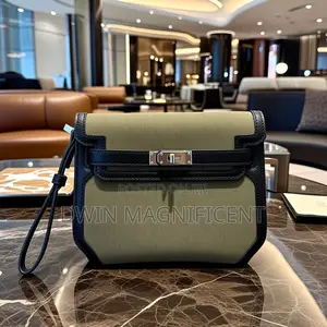 Hermes Pochette Kelly Depeches Canvas and Leather Multicolour