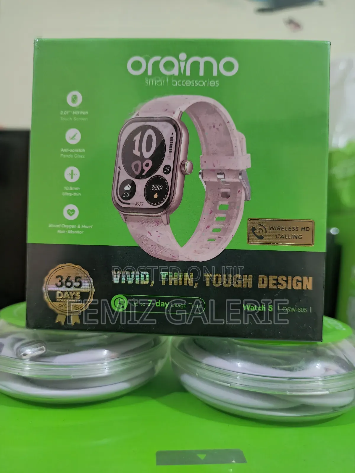 Oraimo Watch 5 2.01" Hd Panda Glass 1atm Smart Watch - Berry Pink