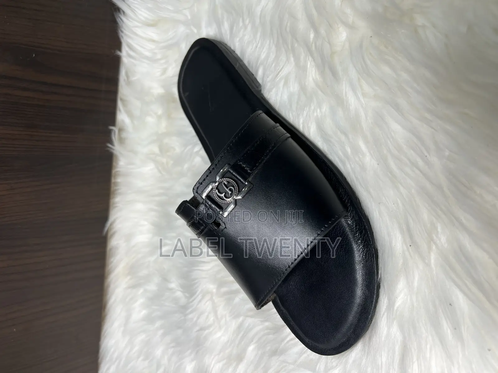 Black Leather Slippers