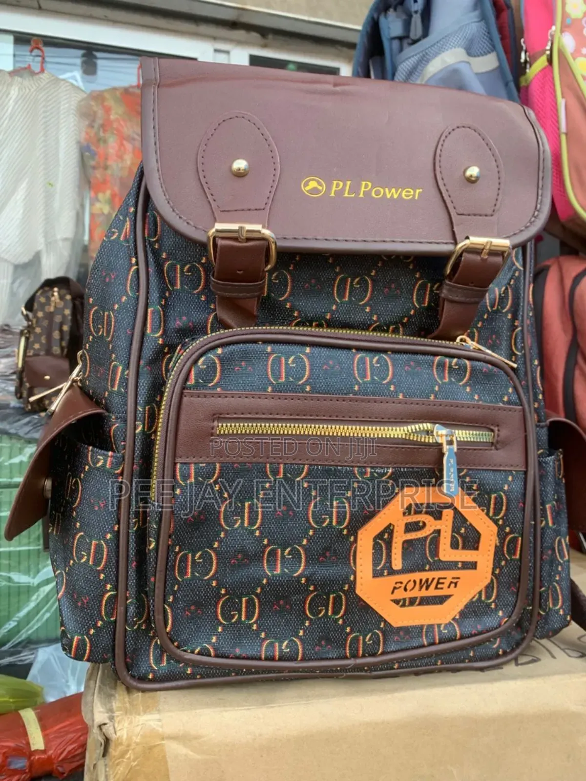 Black Checkered Pattern Multifunctional Backpack