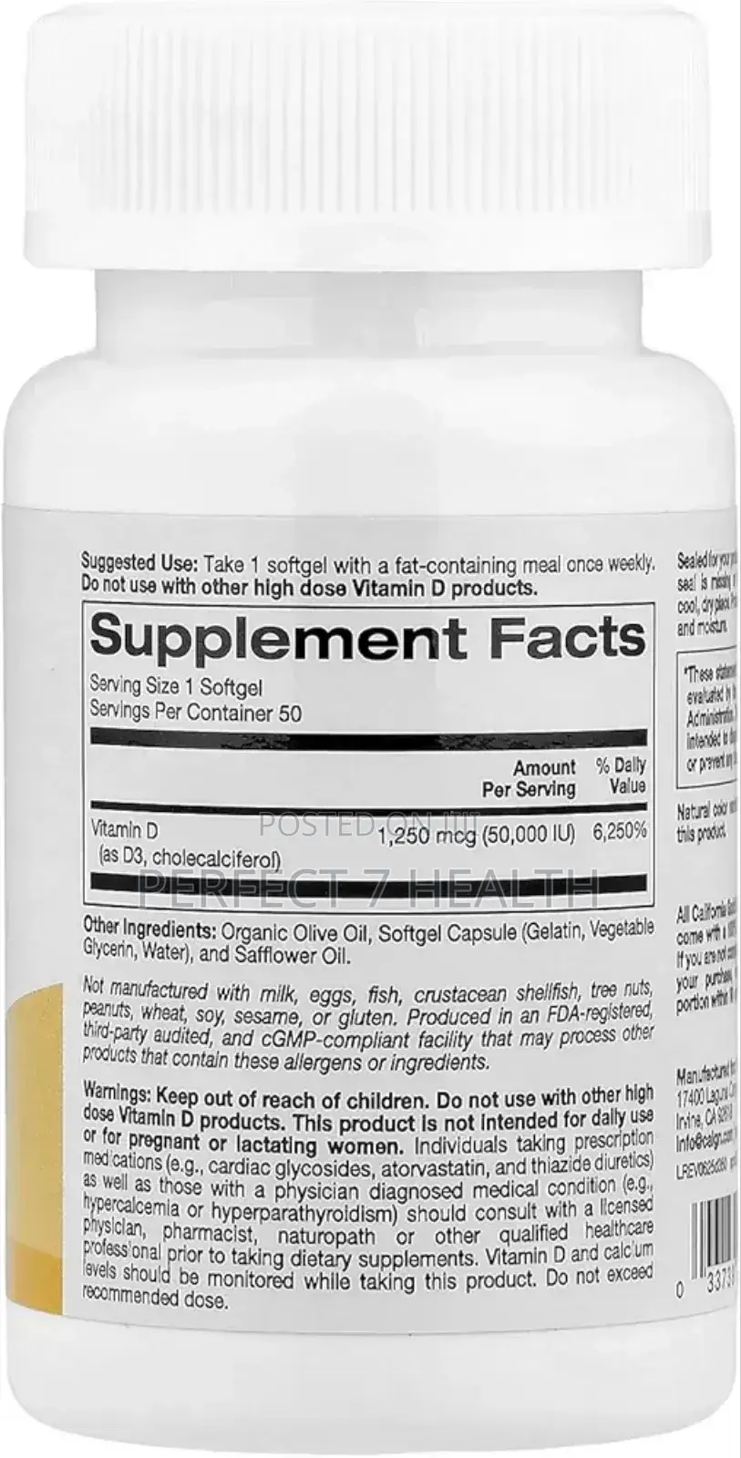 California, Simplyone, Vitamin D3, 1,250 MCG (50,000 Iu), 50 Softgels