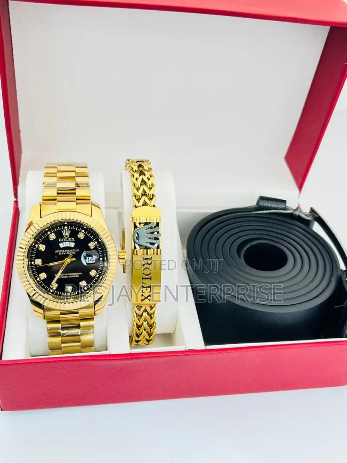 Quality Men's Rolex Luxury Gold Watch + Bracelet