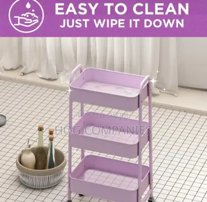 Movable Rolling Organizer, 3 Tier Metal Cart With Lockable Wheels