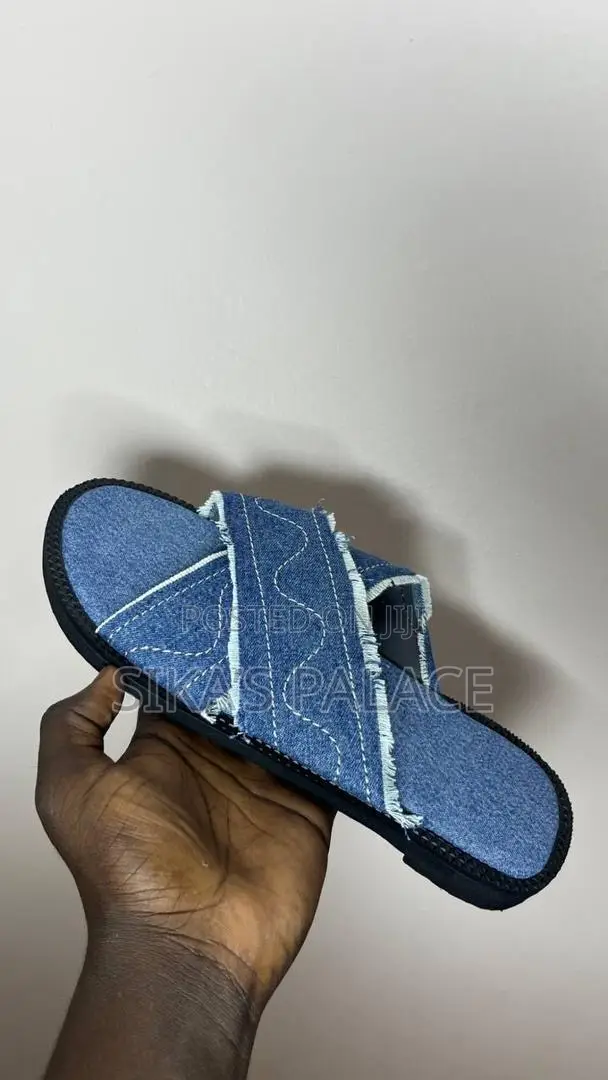 Blue Fabric Designer Slippers