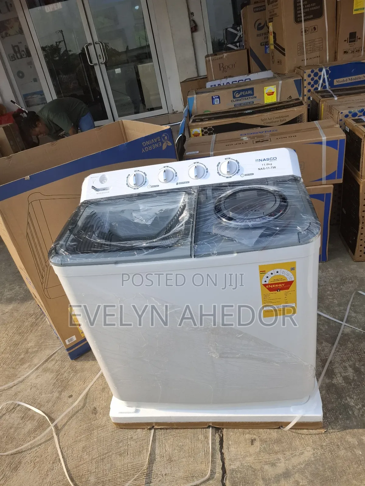 Nasco 11kg Washing Machine Semi Automatic Black Twin Top With Spin