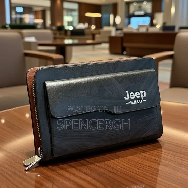 Luxury Leather Clutch Wallet - Genuine Leather, Zip Around Design