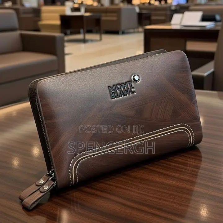 Luxury Leather Clutch Wallet - Genuine Leather, Zip Around Design