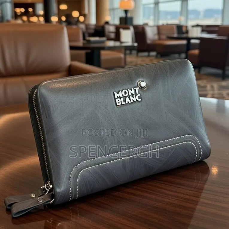 Luxury Leather Clutch Wallet - Genuine Leather, Zip Around Design