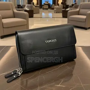 Luxury Leather Clutch Wallet - Genuine Leather, Zip Around Design