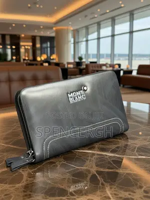 Luxury Leather Clutch Wallet - Genuine Leather, Zip Around Design