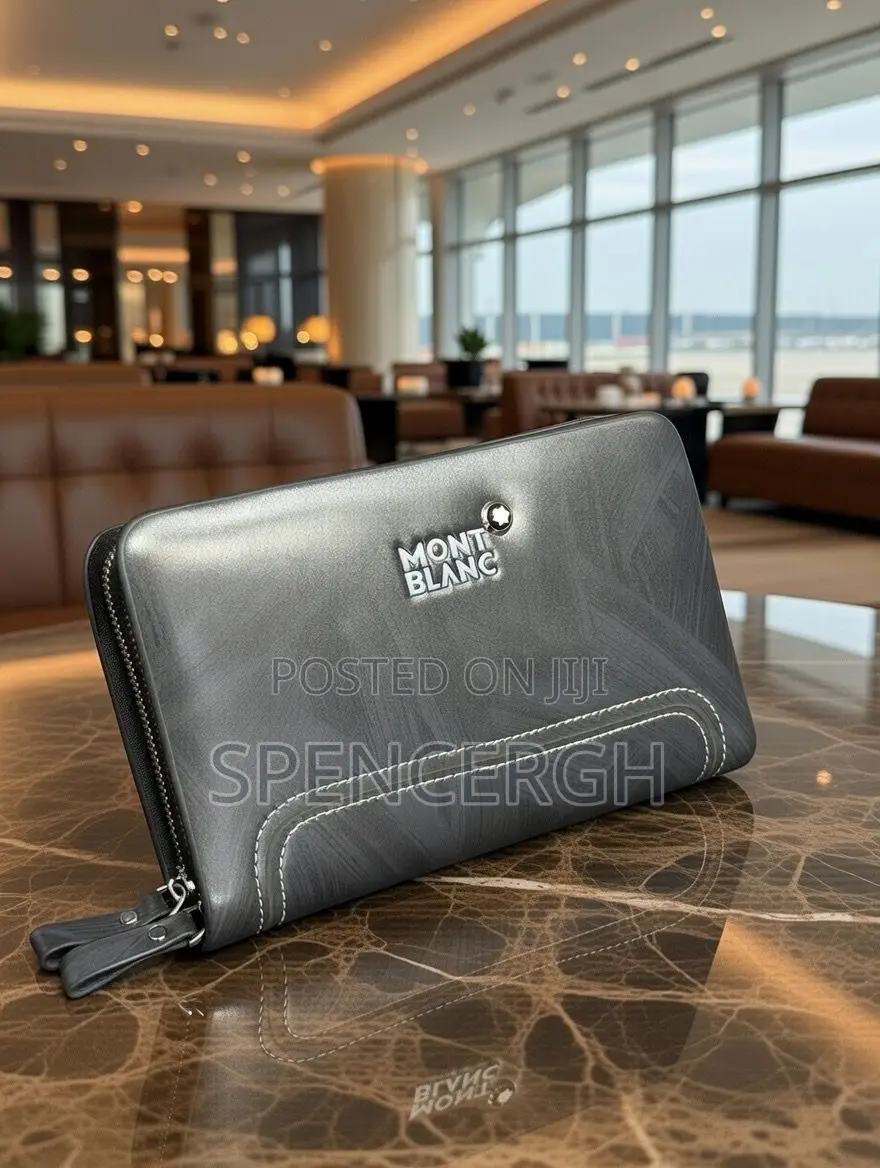 Luxury Leather Clutch Wallet - Genuine Leather, Zip Around Design