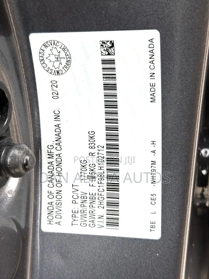 Honda Civic Touring Sedan 2020 Gray